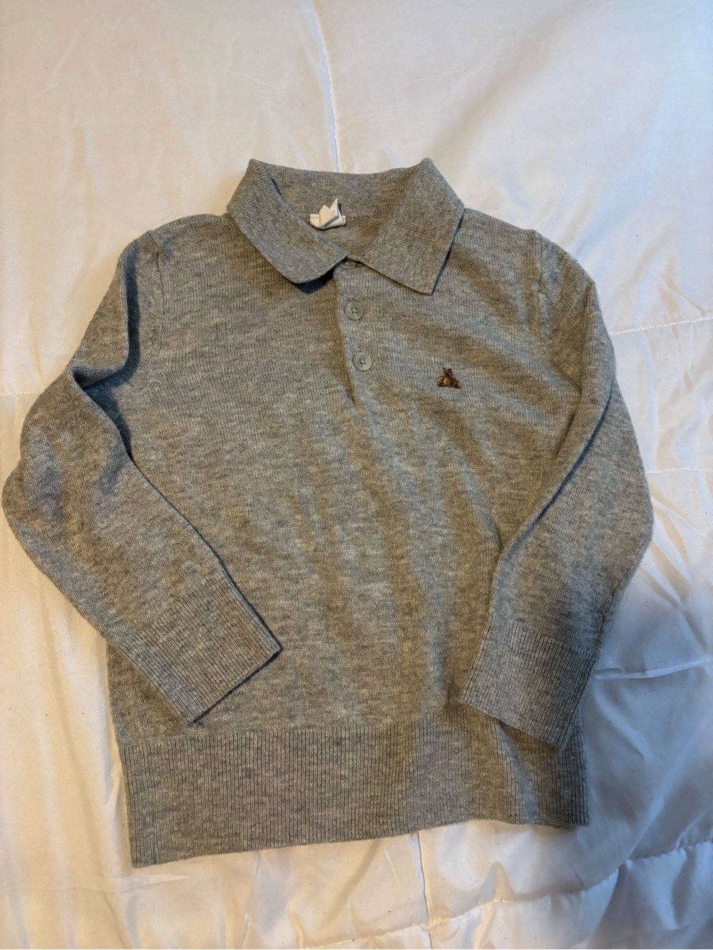 GAP Gray Long-Sleeve Polo Sweater